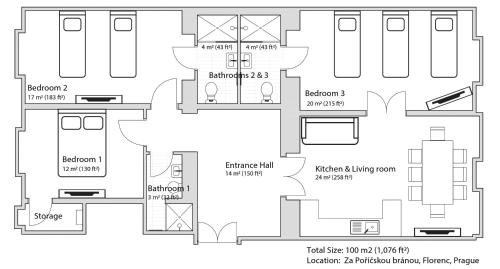 Apartment Florenc with 3-bathrooms & bedrooms, Praha (fotografie 3)