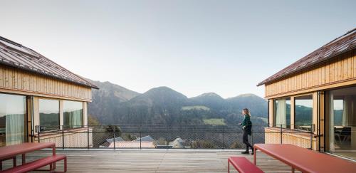 ระเบียง/ชานเรือน, Ferienhaus Bergfrieden Laterns auf 1.170 m in ลาเทิร์นส