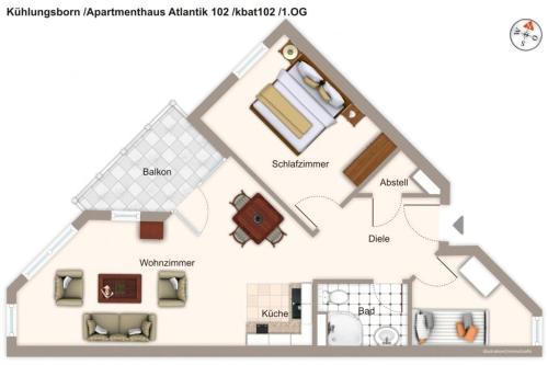 Floor plans, Apartmenthaus Atlantik Apartmenthaus Atlantik 102 in Ostseebad Kuhlungsborn
