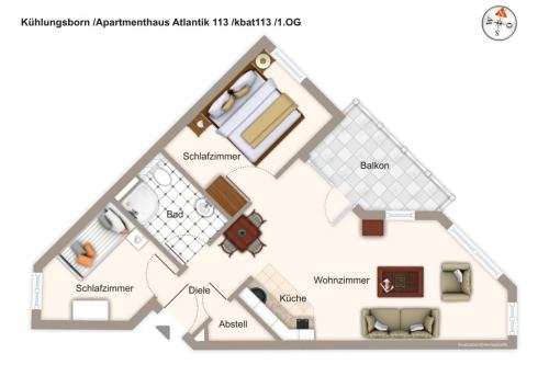 Planos, Apartmenthaus Atlantik Apartmenthaus Atlantik 113 in Kuhlungsborn Ost