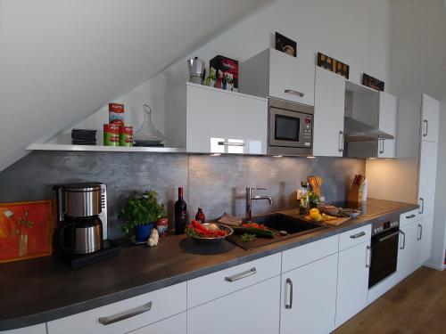 Kitchen, Lungomare Oro, Penthouse am Yachthafen, Traum Meerblick, Hunde erwunscht in Olpenitz