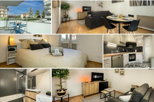 HOMEY WOOD - New - Appartement avec une chambre - Parking privé gratuit - Balcon privé - A 5 min de la gare pour rejoindre Genève