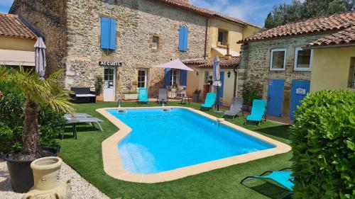 Zwembad, Logis Hotel La Bastide Saint Bach in Suze La Rousse