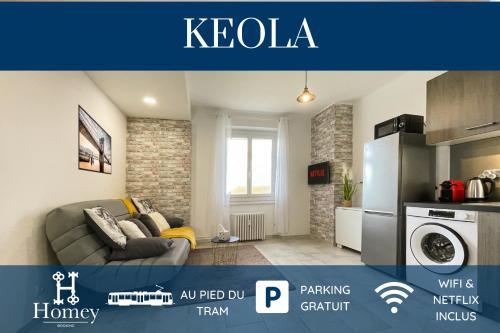 HOMEY KEOLA - Parking privé gratuit - Aux portes de Genève - Au pied du tram - Appartement avec 1 chambre et un grand salon avec un canapé-lit - Location saisonnière - Ambilly