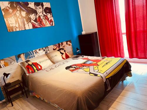 1 king bed, 3 twin beds, 1 futon bed