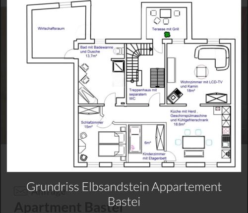 平面圖, Guesthouse Elbsandstein App. Bastei in 拉特曼斯多夫-霍赫