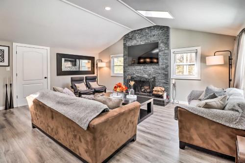 Modern Pocono Lake Escape with Hot Tub and Fireplace