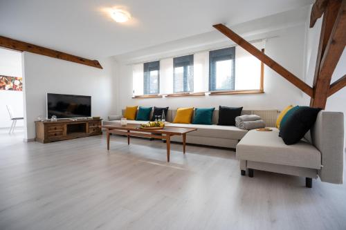 Koplietošanas atpūtas telpa ar TV, Große 3-Zimmer Maisonette Wohnung in Neuhausen in Neuhausen (Baden-Wurttemberg)