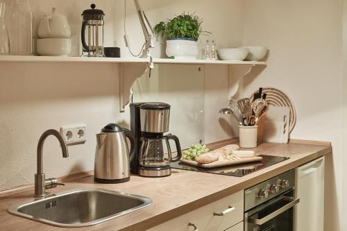 virtuve, Gut Hohenstein - Platanenappartment in Barkelsby