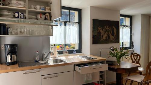 Kitchen, Ferienwohnung im Stadionischem Hof in Walluf