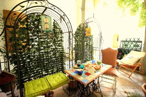 Hand decorated house with court