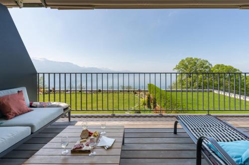  Les Terrasses de Lavaux 1 - Appartement de luxe avec vue panoramique et piscine, Pension in Puidoux