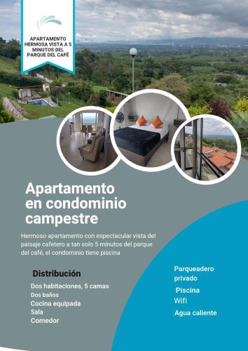 Apartamento con hermosa vista a 5 minutos del parque del café