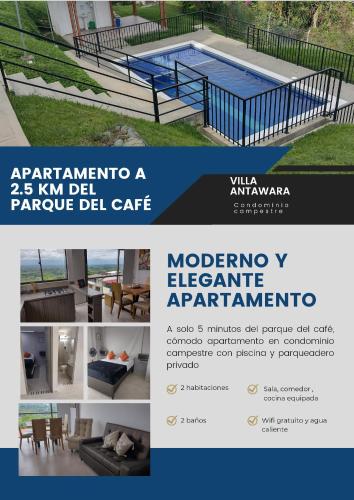 Apartamento a 2.5 km del parque del café