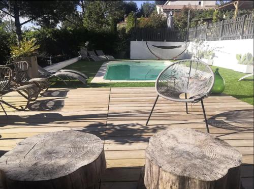 Bas de villa privée avec piscine proche de la mer gîte à louer Villeneuve-Loubet