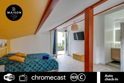 06 - Chambre confortable proche Paris et Transports avec TV  WIFI chambre d'hôte Les Grésillons