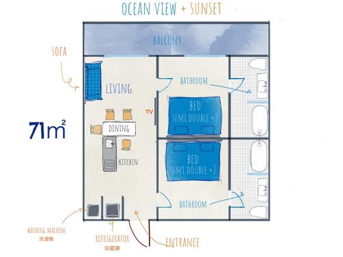 Blue Steak Wonder Chatan Room Type - King Suite with Ocean View