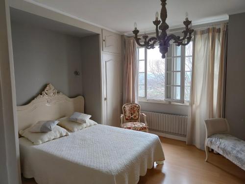 Chambre grise dans une demeure du 16ème à Saumur comprenant cuisine équipée chambre d'hôte Souzay-Champigny