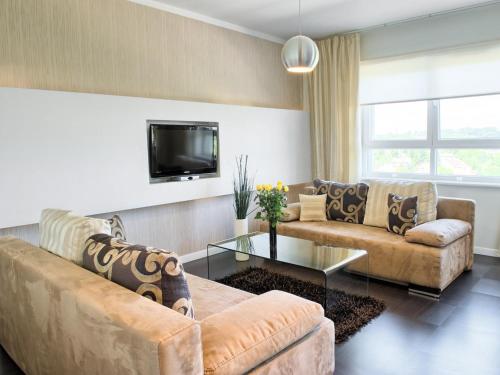 共用Lounge/電視區, Apartamenty KTW Dębowe Tarasy (Apartamenty KTW Debowe Tarasy) in 尼基斯佐維科