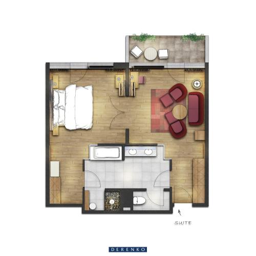 1 queen bed, 1 sofa bed