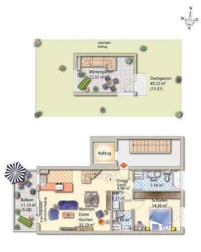 Penthouse-Wohnung - Balkon - Dachterrasse - Zentrum, Núremberg (foto 10)