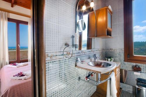 Bathroom, Villa Katerina with Eco heated pool near Monumental Olive Tree of Vouves