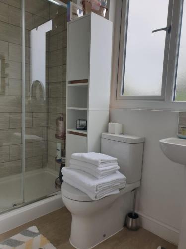 Bathroom, Queensize private room - en suite and free parking in Newcastle under Lyme