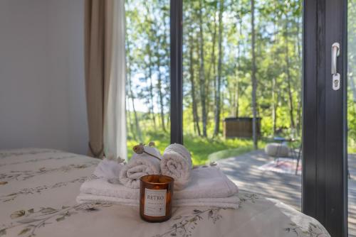 Udsigt, Modern and specious riverside cabin with hot tub in Kernave