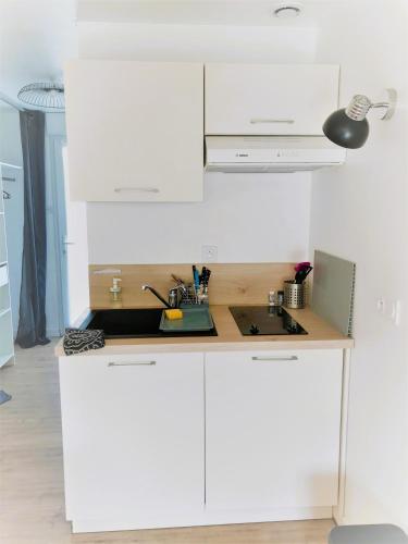 Kitchen, "Studiocaroline44", 2 studios entre la ville et la mer, parking, cuisine, moins de 15min de l'aeropo in Bouaye