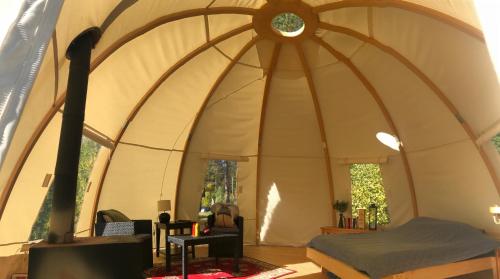 Romantic night in a dome tent lake view