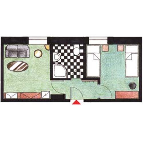 2 twin beds, 1 sofa bed