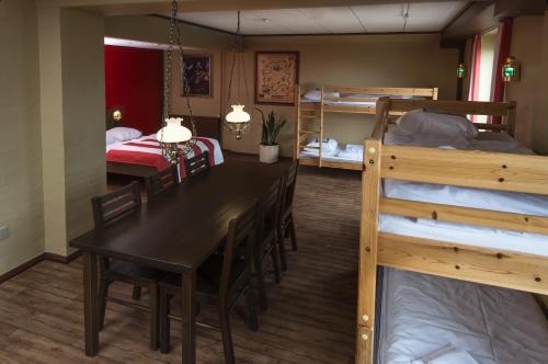 1 double bed, 3 bunk beds