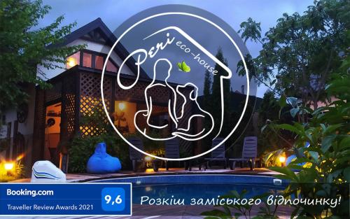 . Eco-House PERI with a pool and in the garden near Kyiv