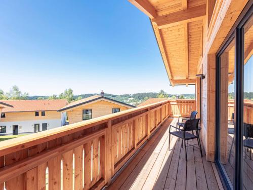 Balcony/terrace, Chalet Arber in St Englmar with its own HotTube in Grun