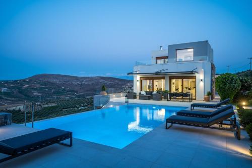 Exterior view, Eunoia Blue Villa Heraklion Crete, Sea View, Private Pool, Prassas, Karteros in Nea Alikarnassos