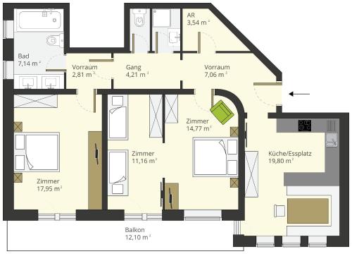 Three-Bedroom Apartment