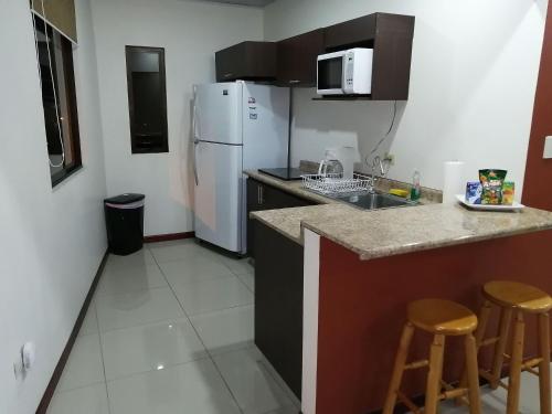 ห้องครัว, Aptos Casa Caribe, habitaciones privadas en aptos compartidos & aptos completos con auto entrada in เปอร์โต้ ลิมอน