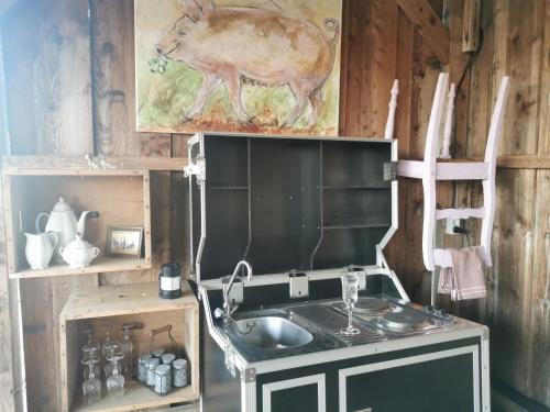 köök, Lavendelmond Glamping in Extertal