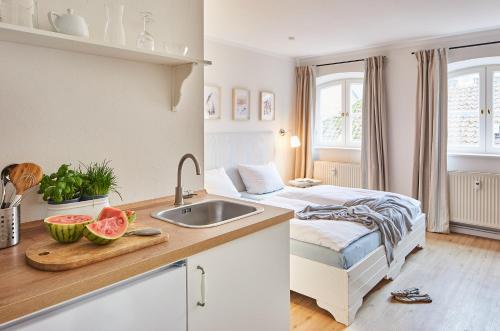 virtuve, Gut Hohenstein - Meiereiappartment in Barkelsby