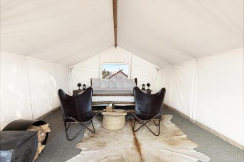 Safari Tent with Three Twin Beds and Shared Bathroom