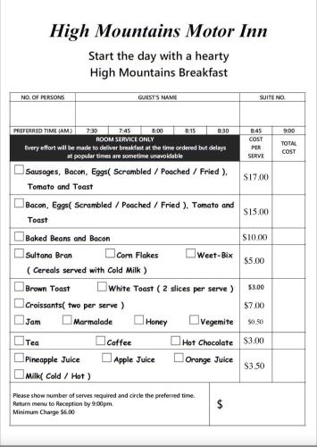 High Mountains Motor Inn