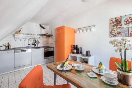 Cocina, Blumenhaus-apartment Friedrichstadt in Friedrichstadt