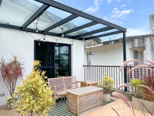 Balcony/terrace, Alarm Off B&B in Wujie Township