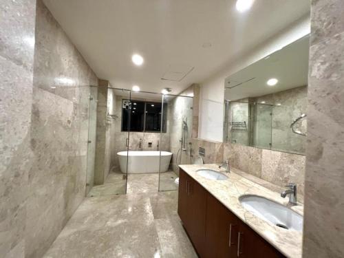 Bathroom, 1BHK Entire flat with bath tub hall and kitchen luxury furnished new Apartment in South Delhi