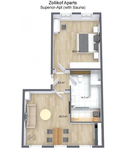 Superior Apartment with Sauna room in Zollikof Aparts - Sauna & Studioapartments