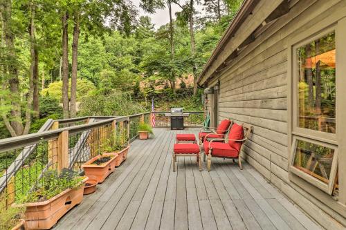 Tree-Lined Cruso Cabin with Game Room and Mtn Views! Tree-Lined Cruso Cabin with Game Room and Mtn Views!