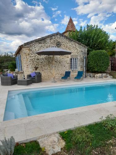 La petite maison bleue avec piscine