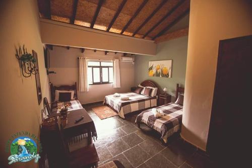 1 double bed, 3 twin beds