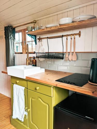 virtuve, Stunning Shepherd's Hut Retreat North Devon in Īstputforda