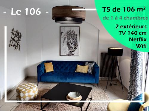 Le 106 - spacieux élégant T5 - 106 m2 - de 1 à 4 Chambres - Wifi Extérieur - Location saisonnière - Rodez